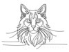 Minimalist Line Art of Playful Maine Coon Cat