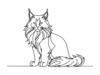 Minimalist Line Art of Playful Maine Coon Cat