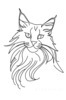 Minimalist Line Art of Playful Maine Coon Cat