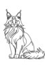 Minimalist Line Art of Playful Maine Coon Cat
