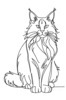 Minimalist Line Art of Playful Maine Coon Cat