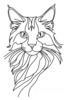 Minimalist Line Art of Playful Maine Coon Cat