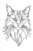 Minimalist Line Art of Playful Maine Coon Cat