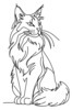 Minimalist Line Art of Playful Maine Coon Cat