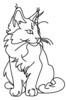 Minimalist Line Art of Playful Maine Coon Cat