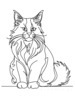 Minimalist Line Art of Playful Maine Coon Cat
