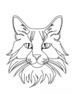 Minimalist Line Art of Playful Maine Coon Cat