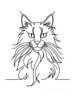 Minimalist Line Art of Playful Maine Coon Cat