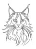 Minimalist Line Art of Playful Maine Coon Cat