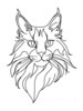 Minimalist Line Art of Playful Maine Coon Cat