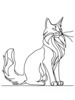 Minimalist Line Art of Playful Maine Coon Cat