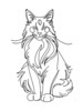 Minimalist Line Art of Playful Maine Coon Cat
