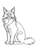 Minimalist Line Art of Playful Maine Coon Cat