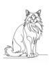 Minimalist Line Art of Playful Maine Coon Cat