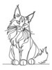 Minimalist Line Art of Playful Maine Coon Cat