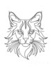 Minimalist Line Art of Playful Maine Coon Cat