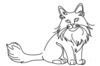 Minimalist Line Art of Playful Maine Coon Cat