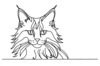 Minimalist Line Art of Playful Maine Coon Cat