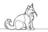 Minimalist Line Art of Playful Maine Coon Cat