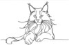 Minimalist Line Art of Playful Maine Coon Cat