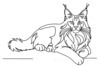 Minimalist Line Art of Playful Maine Coon Cat