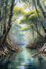 Printable Realistic Mangrove Forest with Submerged Roots in Clear Water