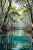 Printable Realistic Mangrove Forest with Submerged Roots in Clear Water