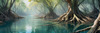 Printable Realistic Mangrove Forest with Submerged Roots in Clear Water