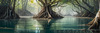 Printable Realistic Mangrove Forest with Submerged Roots in Clear Water