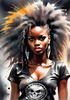 Metalhead Girl Headbanging at Concert - Figurative Portrait Art