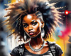 Metalhead Girl Headbanging at Concert - Figurative Portrait Art
