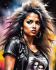 Metalhead Girl Headbanging at Concert - Figurative Portrait Art