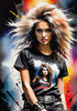 Metalhead Girl Headbanging at Concert - Figurative Portrait Art