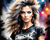 Metalhead Girl Headbanging at Concert - Figurative Portrait Art