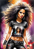 Metalhead Girl Headbanging at Concert - Figurative Portrait Art