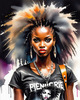 Metalhead Girl Headbanging at Concert - Figurative Portrait Art