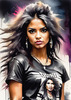 Metalhead Girl Headbanging at Concert - Figurative Portrait Art