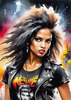 Metalhead Girl Headbanging at Concert - Figurative Portrait Art