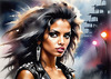 Metalhead Girl Headbanging at Concert - Figurative Portrait Art