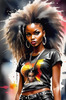 Metalhead Girl Headbanging at Concert - Figurative Portrait Art