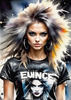 Metalhead Girl Headbanging at Concert - Figurative Portrait Art