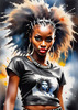 Metalhead Girl Headbanging at Concert - Figurative Portrait Art