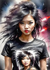 Metalhead Girl Headbanging at Concert - Figurative Portrait Art