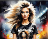 Metalhead Girl Headbanging at Concert - Figurative Portrait Art