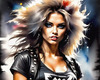 Metalhead Girl Headbanging at Concert - Figurative Portrait Art