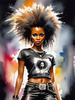 Metalhead Girl Headbanging at Concert - Figurative Portrait Art