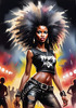 Metalhead Girl Headbanging at Concert - Figurative Portrait Art