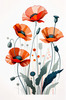 Minimalist Sketch of Abstract Poppies for Tranquility