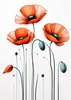 Minimalist Sketch of Abstract Poppies for Tranquility