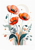 Minimalist Sketch of Abstract Poppies for Tranquility